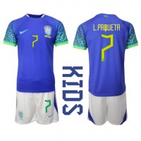 Fotbalové Dres Brazílie Lucas Paqueta #7 Dětské Venkovní MS 2022 Krátký Rukáv (+ trenýrky)